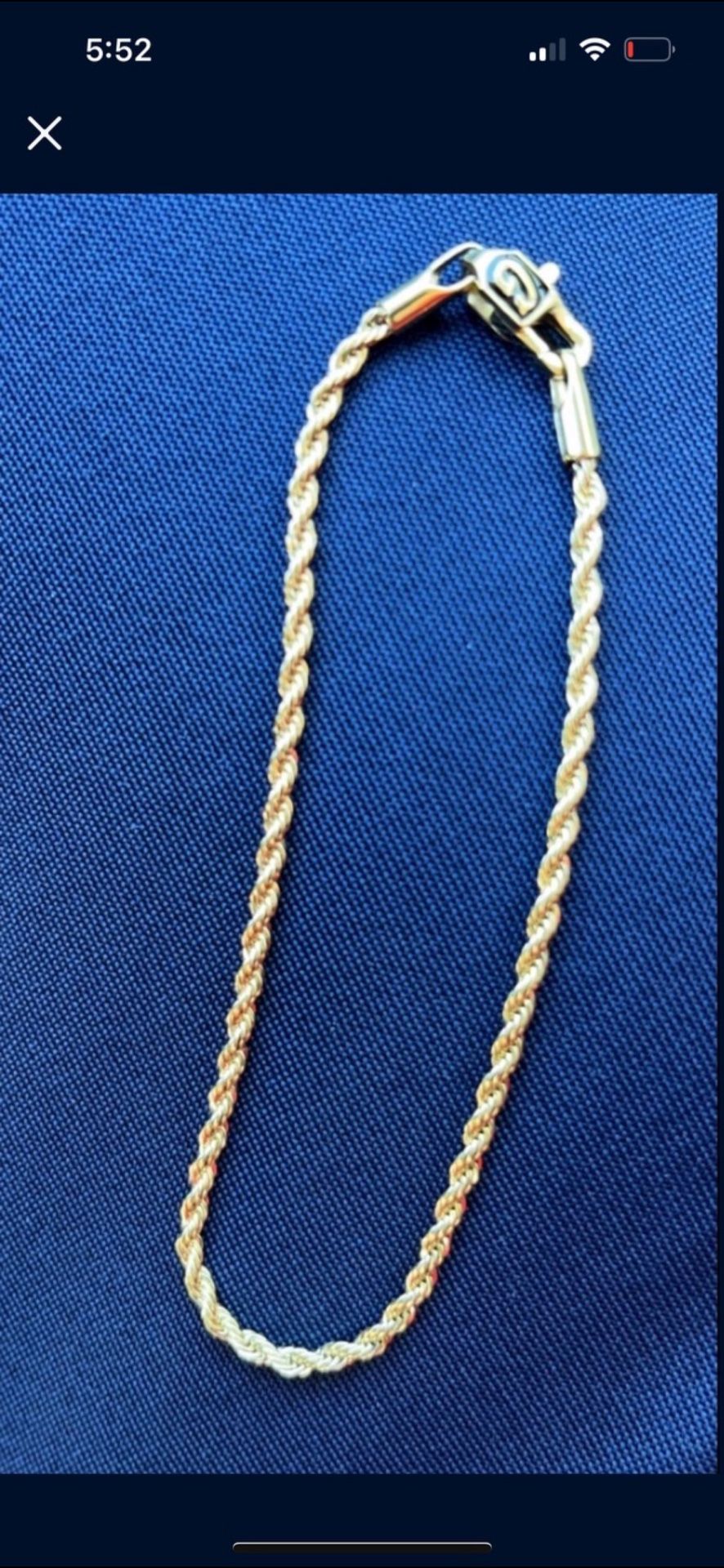 $70 Rope Bracelet 18k Gold Plated