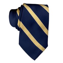 Tommy Hilfiger Dark Academia Silk Striped Tie Navy Gold Collegiate Prep