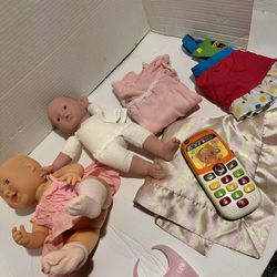 Girls Mixed Toy Lot Of  7  Baby Doll And Accessories 