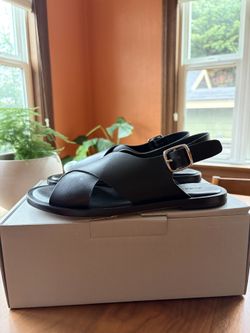 Everlane The City Crossover Sandals - New, Black, Size 8, Leather