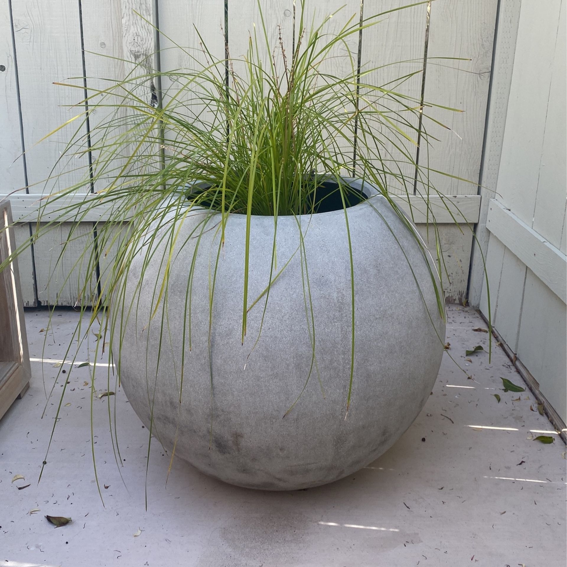 Large Light Grey Sphere Crate And Barrel Planter