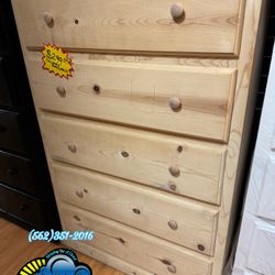 2 Knob Natural Pinewood Chest Cajonera Comoda 