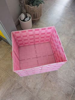 Pink Woven Storage Basket