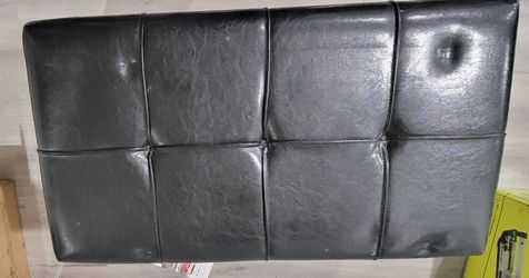 Black Faux Leather Tufted Ottoman