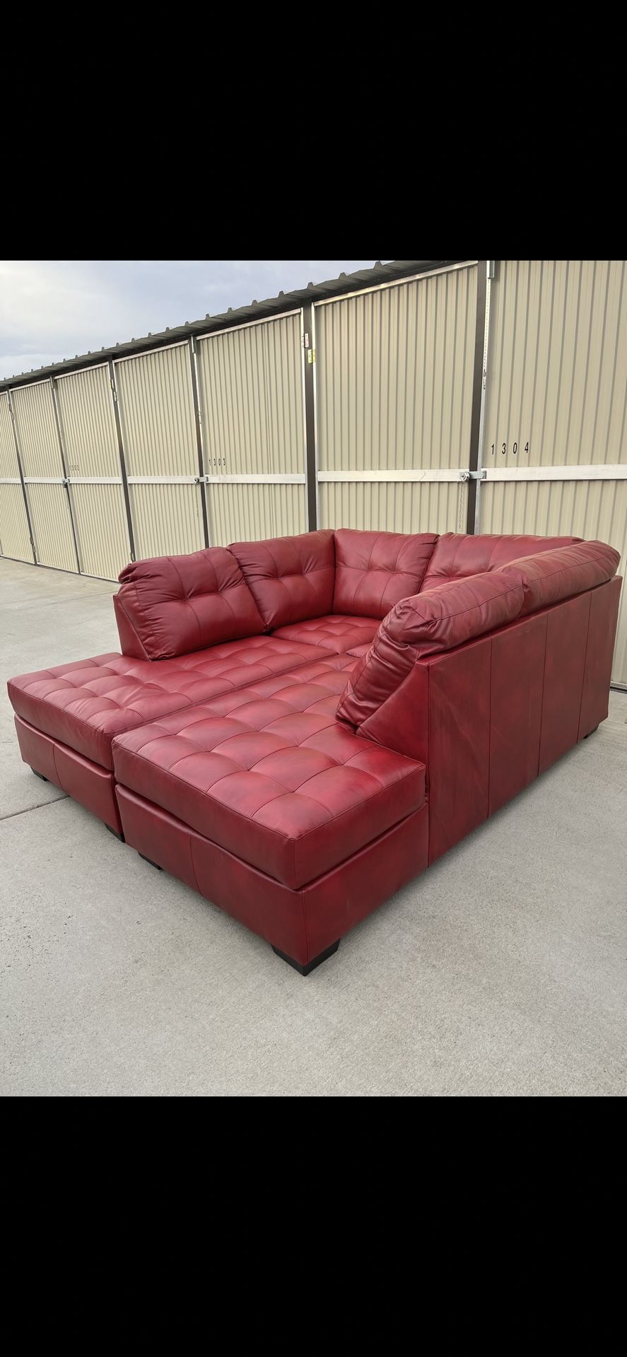 Brand New Crimson Red Double Chaise Sofa Bed