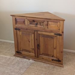 Rustic Pine Corner Cabinet 