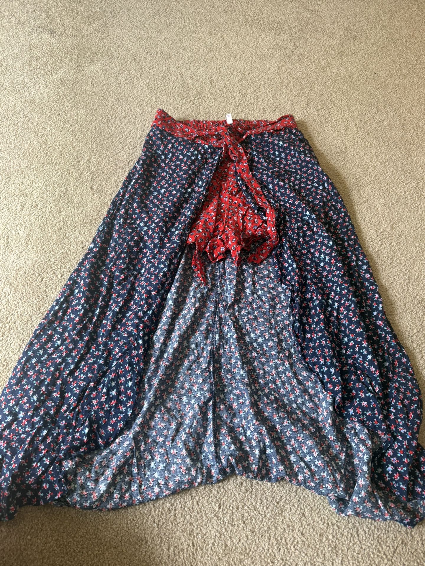 $10| Xhilaration Maxi Skort Size Small Floral Print Skirt Shorts Combo Boho