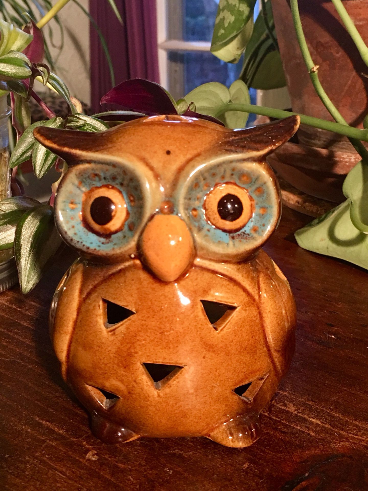 Vintage Ceramic Owl Candle Holder Incense Holder Owl Decor Boho Chic T Light Holder Home Decor - Pick Up LA or OC