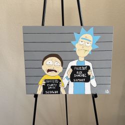 Rick And Morty Acrylic Canvas Painting 