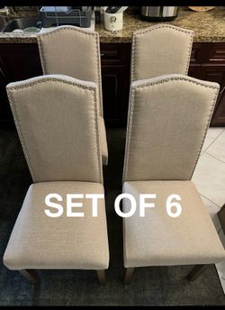 NEW SNUGWAY SET OF 6 DINING CHAIRS (BEIGE) Nailbutton
