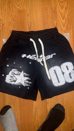 Hellstar Black Graphic Shorts
