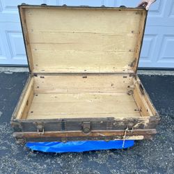 Antique Wooden Chest Trunk 