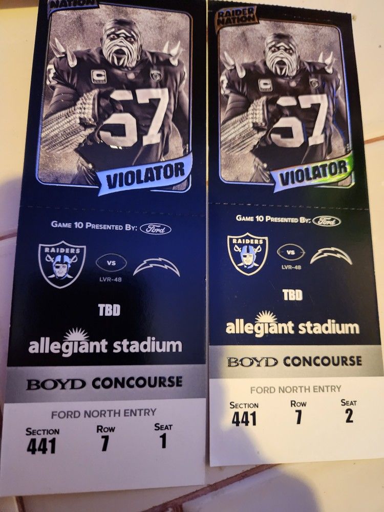 Raiders/chargers! Sunday Only..$50 Ea!!!
