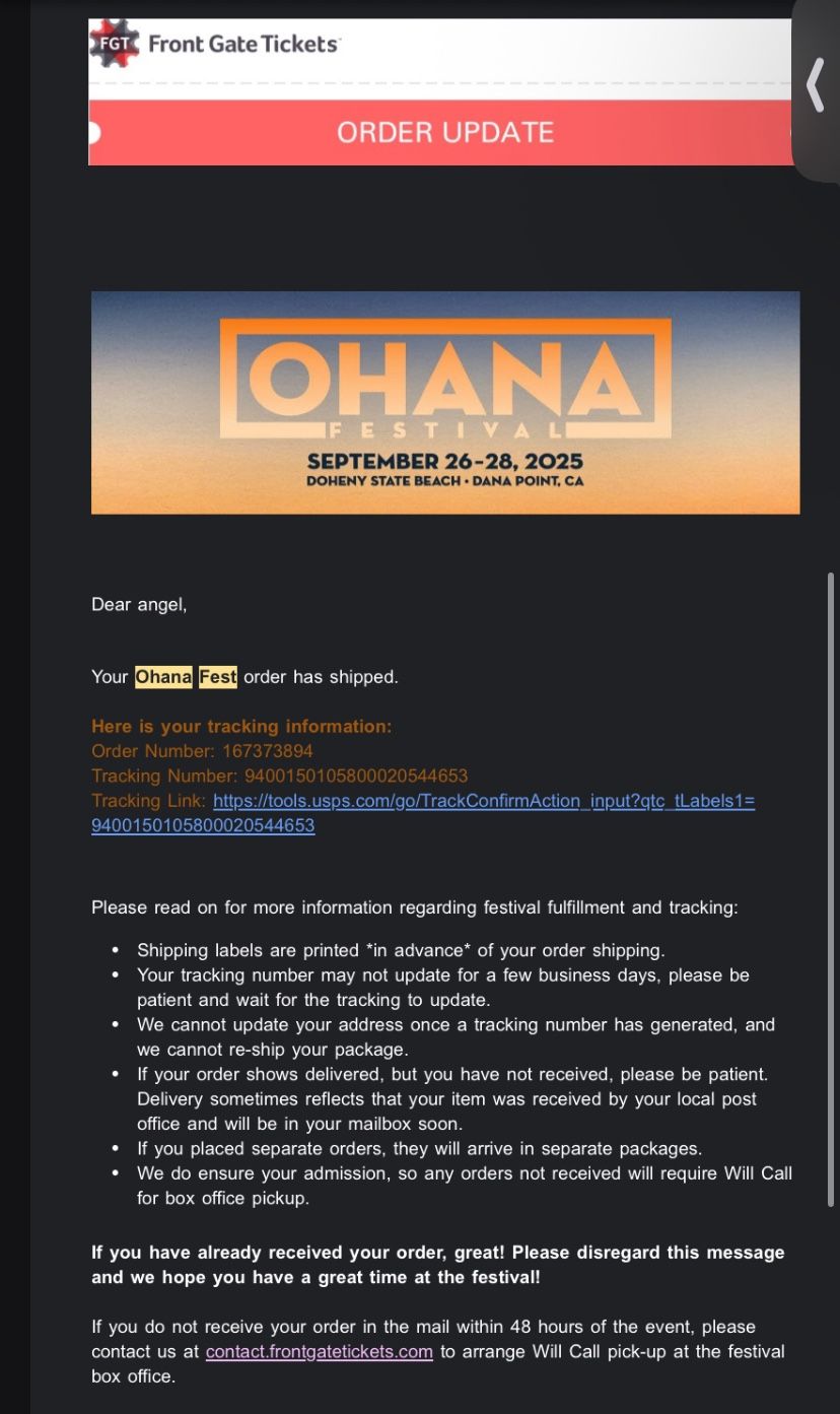 Ohana Fest Ticket