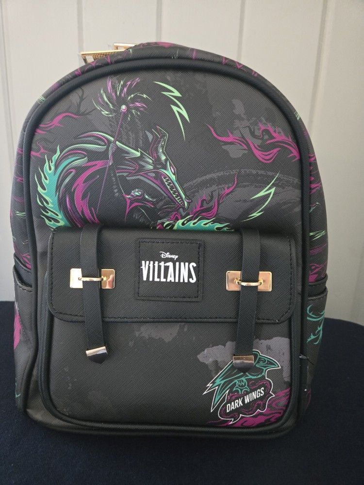 BNWT Wondapop Disney Villains Maleficent Vegan Leather Backpack Black