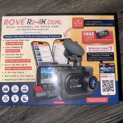 ROVE R2-4K DUAL Channel Dash Cam w 128 GB Pro microSD, Front  (4139)