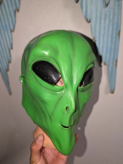 Halloween Mask Costume Green Alien 1997 Mask Illusions Vintage