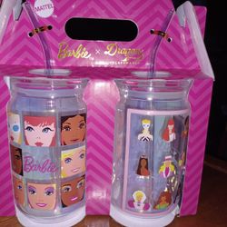 Barbie x Dragons Glassware Tumbler Set 2 w Straws Mattel