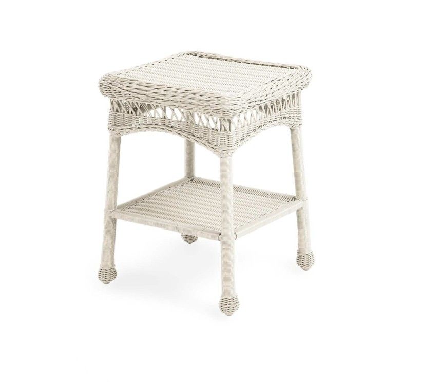 Plow & Hearth 39007-BWH Easy Care Outdoor Resin Wicker 3 Pieces Set End Table, 17" x 22" H, Bright White RETAIL $124.99 FOR ONE PIECE