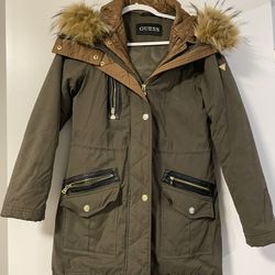 Women's Guess Hooded Mid-length Coat
