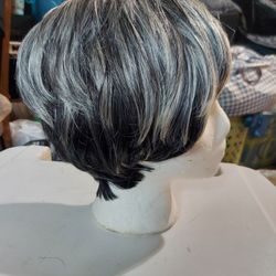 Short Black And Blonde Wig