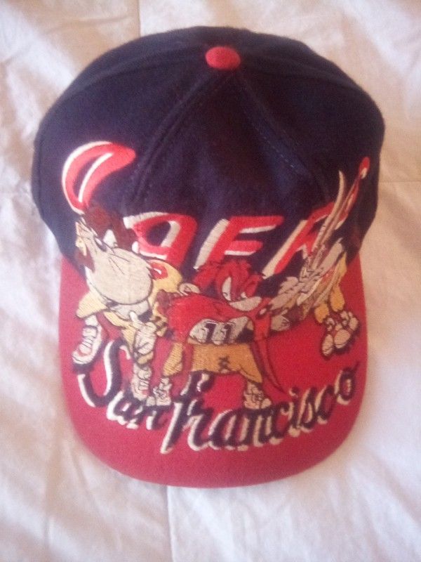 Vintage 1990's San Francisco 49ers Snapback Looney Tunes Cartoons Characters Embroidered On Front Of Hat