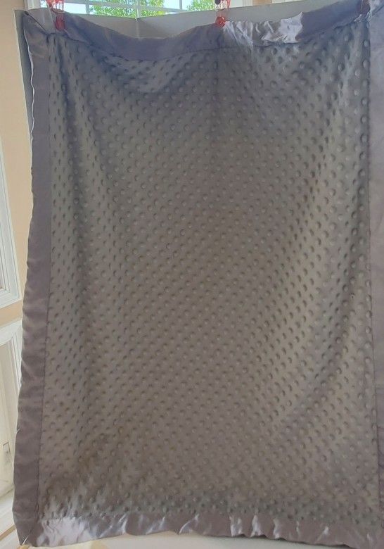 HB Hudson Baby Blanket 30" x 40" Gray Minky Dot Satin Back & Edge Crib Security Lovey