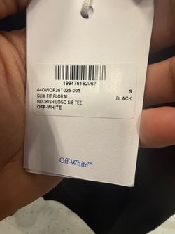 Off-White Slim Fit Floral Bookish Logo Tee Black Size S