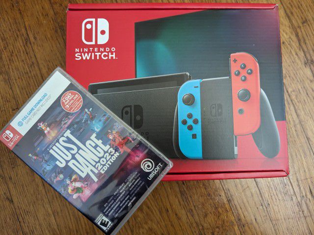 Brand New Nintendo Switch With Neon Joycons And Just Dance 2023