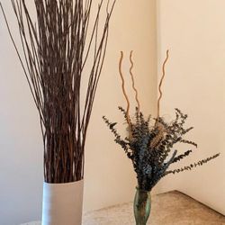 2 Dried Floral/Branches Arrangements with Vases - 5 feet and 7 feet - $20 and $40