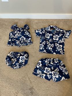 Hawaiian Shirt & Shorts (2T) set & Dress with Bloomers (12m) set