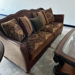 Leather and Fabric Couch