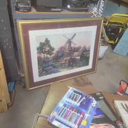 Large Windmill Framed Picture