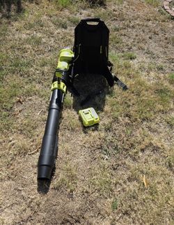 40 volt backpack leaf blower with 2 batteries 8 ah and charger 