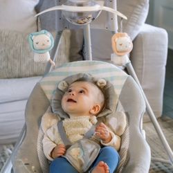Ingenuity InLighten Baby Swing, Easy-Fold Frame, Swivel Infant Seat, Lights - Landry the Lion (Unisex )BRAND  NEW