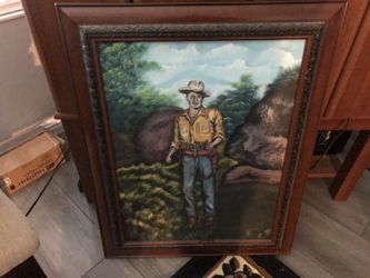 Oil painting in beautiful frame of cowboy Make me an offer