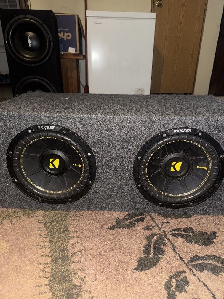 2 10” kicker subs - Comp C 4 ohm single voice coil - decent box - $165
