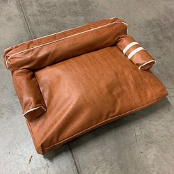 (New in box) $45 Coffee Color 30” Medium Size Dog Sofa Bed with Backrest Faux Leather Pets Furniture
