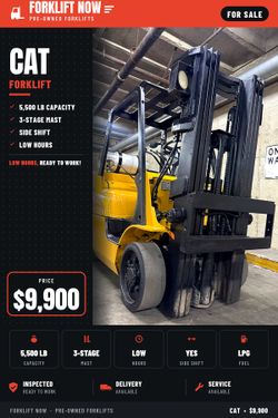 CAT forklift 5500 lb, 3 stage, side shift LOW HOURS