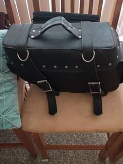 Black Leather Motorcycle Sissy Bar Bag