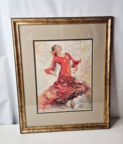 FLAMENCO DANCER PAINTING  WALL ART 18"L×21"1/2 H.