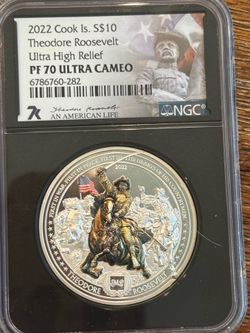 2022 Theodore Roosevelt 2 oz Silver PF70 Ultra High Relief Coin