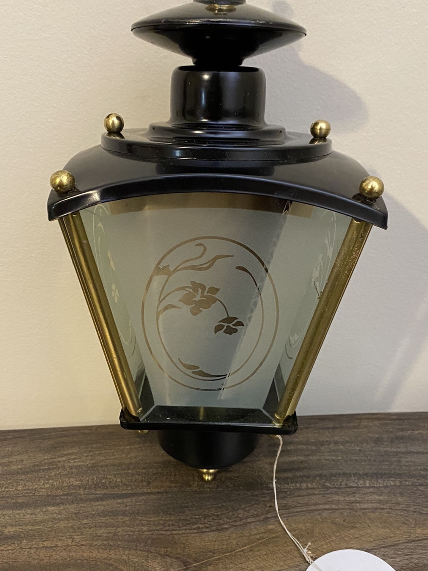 Wall Porch Light Lantern Solid Brass Black Glass