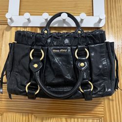 Black Leather Vintage Miu Miu Bag 