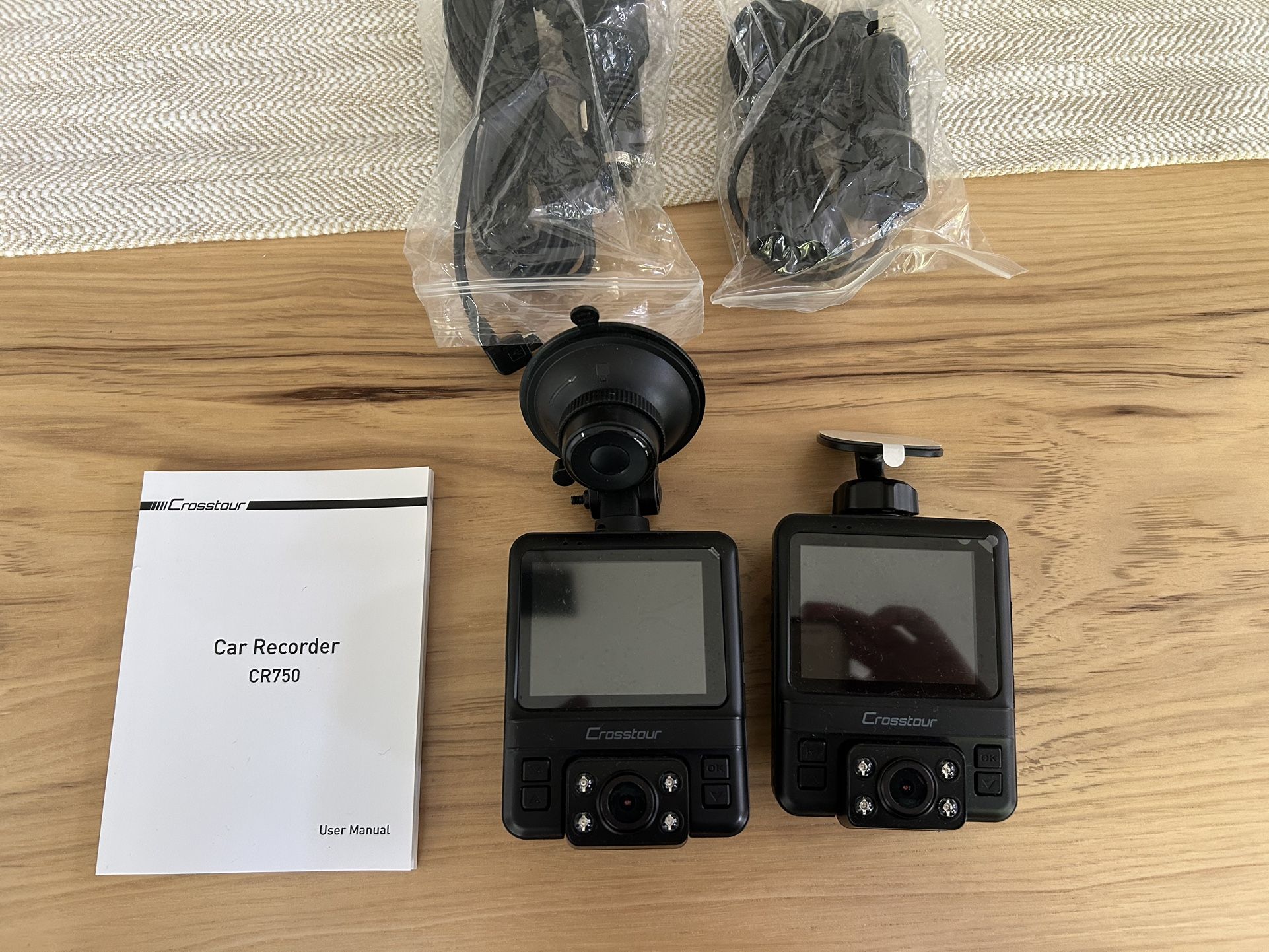 2 Crosstour CR750-Dual Lens Dash Cam-Full HD GPS-1080p Front-IR Rear