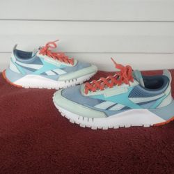 REEBOK CL LEGACY FZ0812 BLUE ORANGE MEN SHOES  SIZE 9.5.