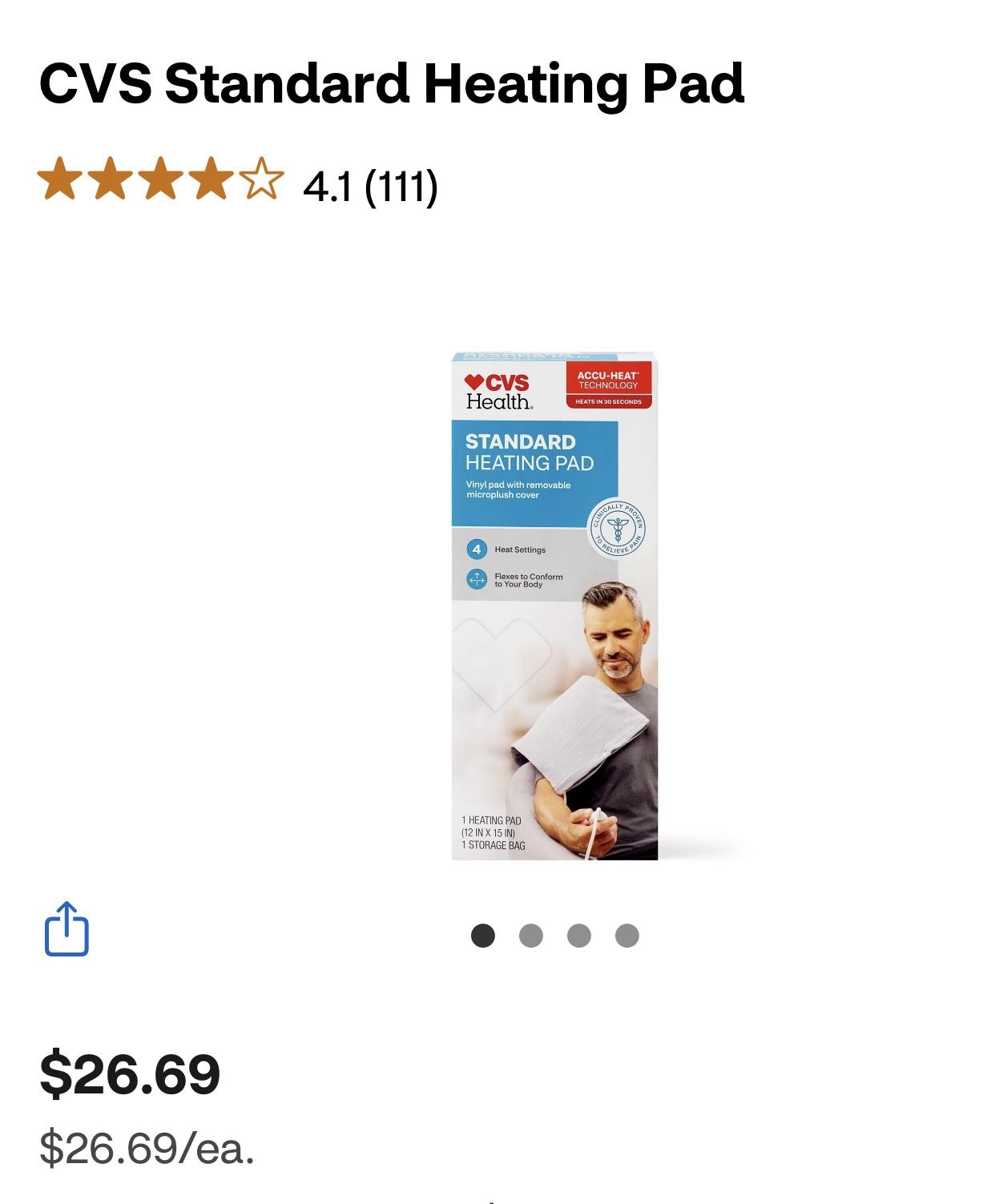 CVS Standard Heating Pad NEW in Box