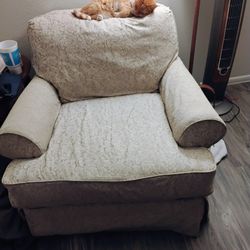 Chair And Footstool With Chair Covers 