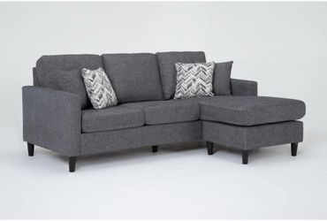Living Spaces Grey Couch with Reversible Chaise