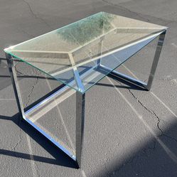 Modern CB2 Tesso Glass and Chrome Office Desk / Table